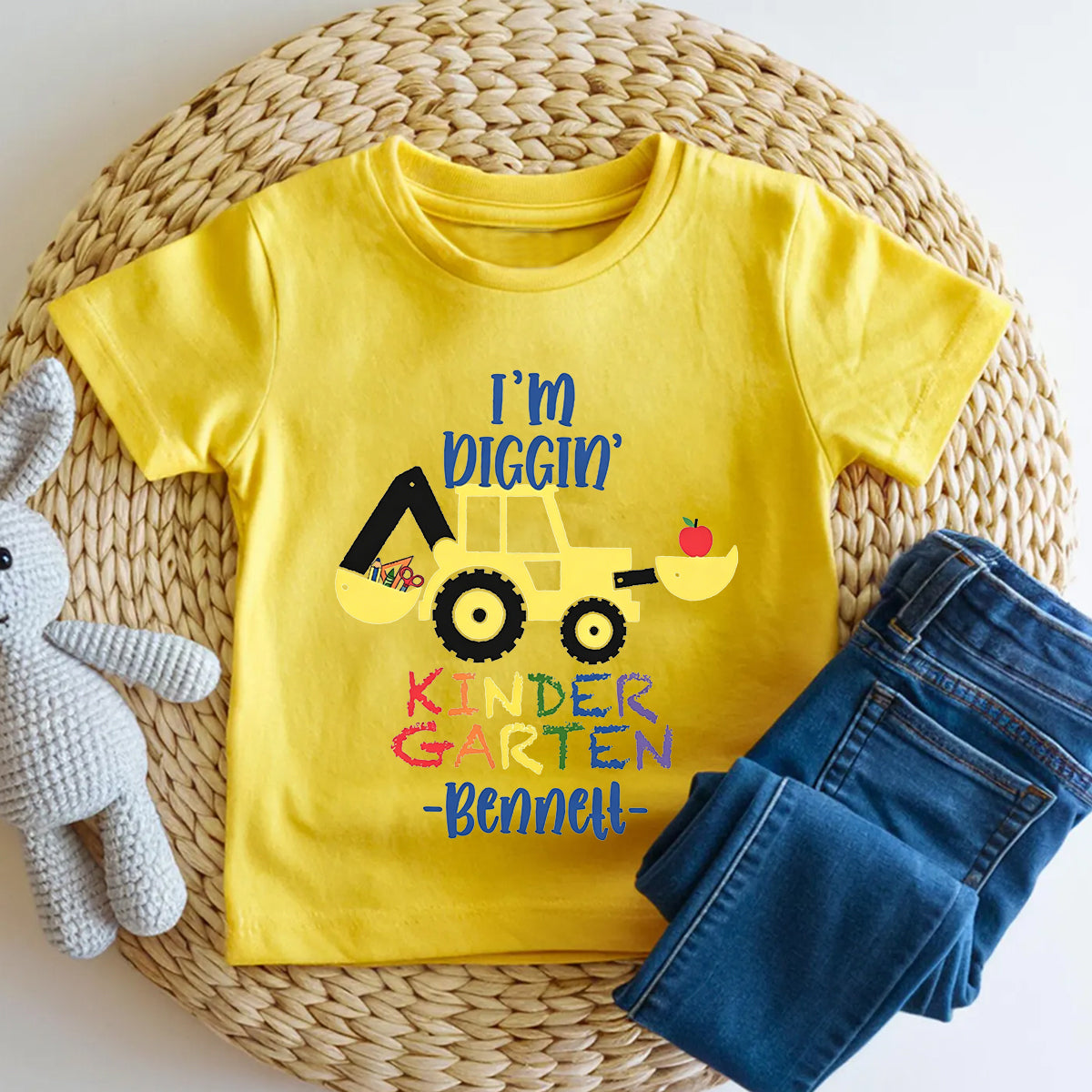 Personalized Name And Grade I'M Diggin' Kindergarten Toddler T-shirts