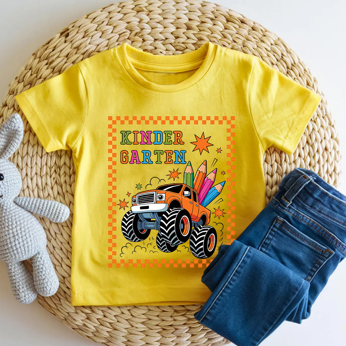 Personalized Grade Kindergarten Monster Truck Color Pencil Toddler T-shirts