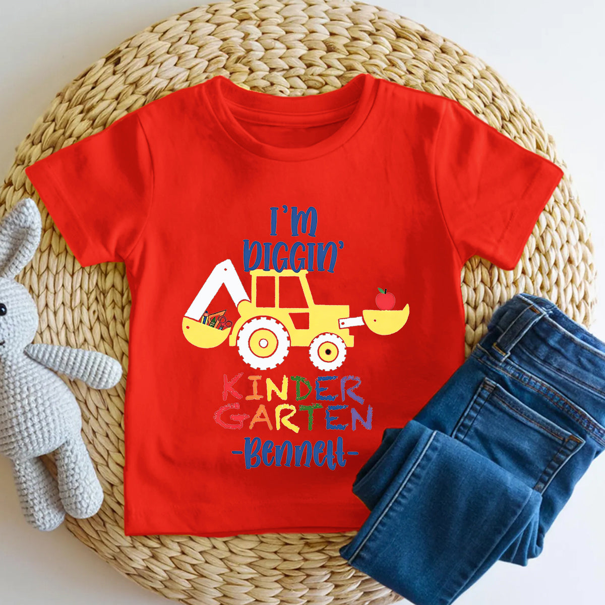 Personalized Name And Grade I'M Diggin' Kindergarten Toddler T-shirts