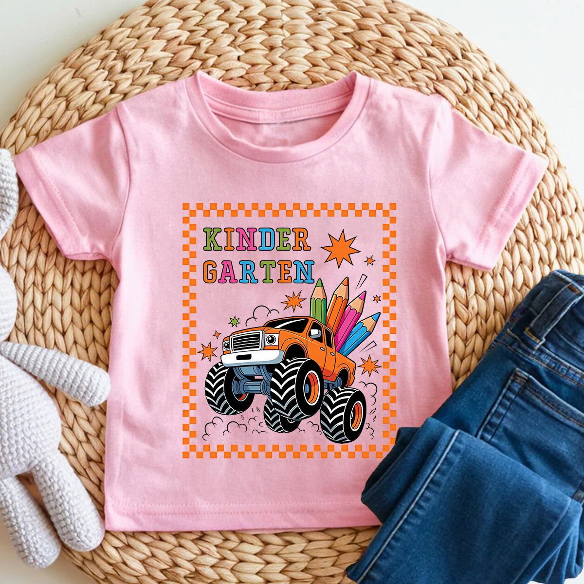 Personalized Grade Kindergarten Monster Truck Color Pencil Toddler T-shirts