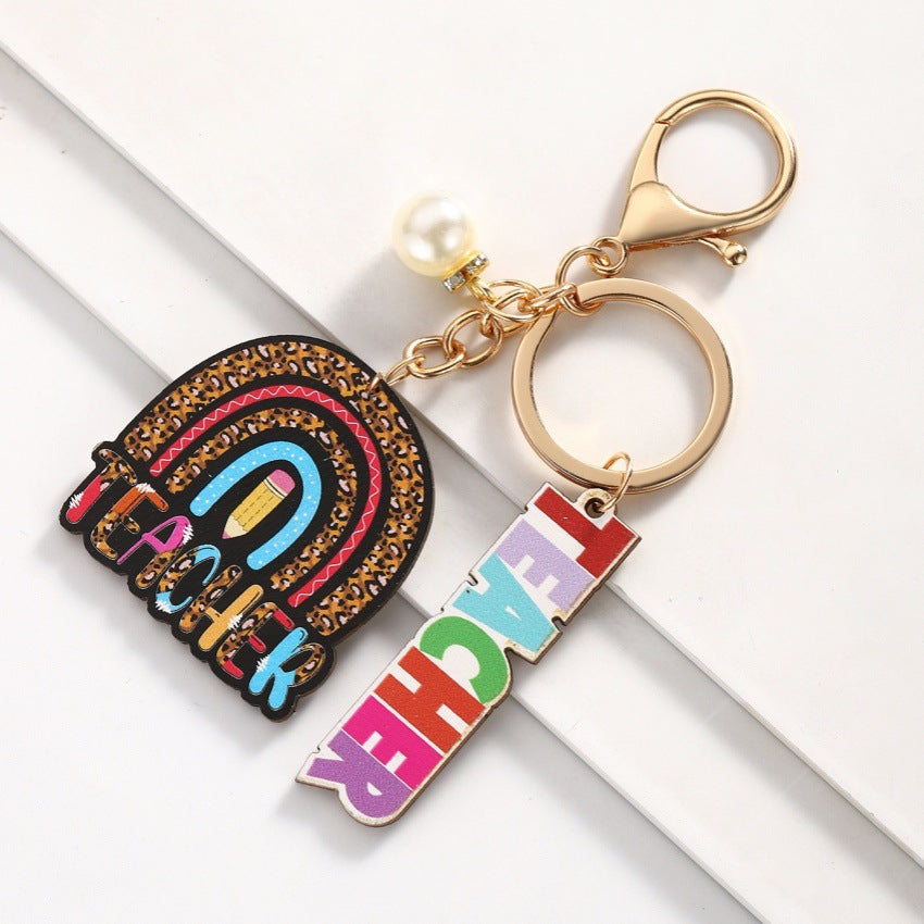 Graduation Season Best Teacher Wooden Book Keychain