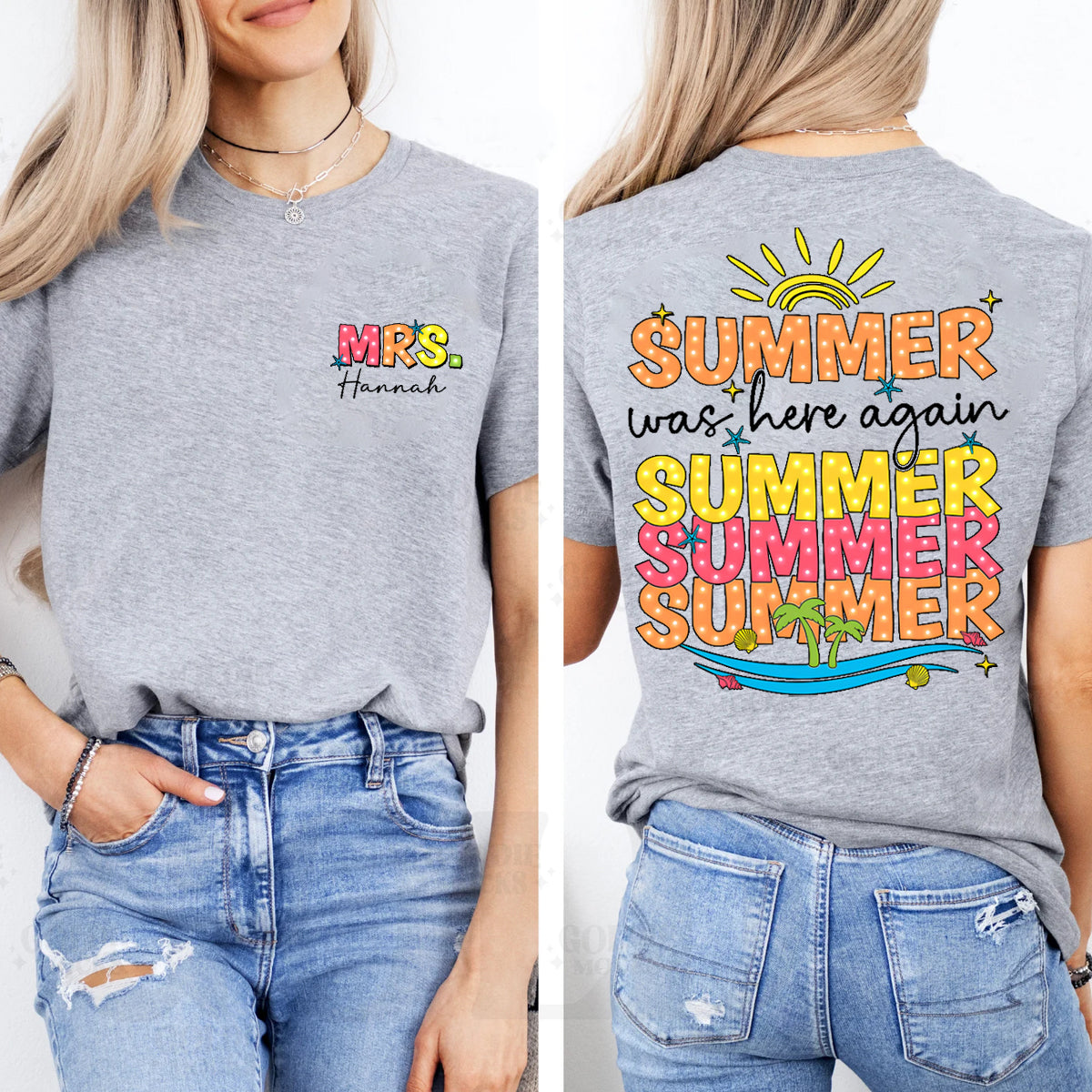 Personalized  Name Summer Was Here Again   Double Printed T-shirt