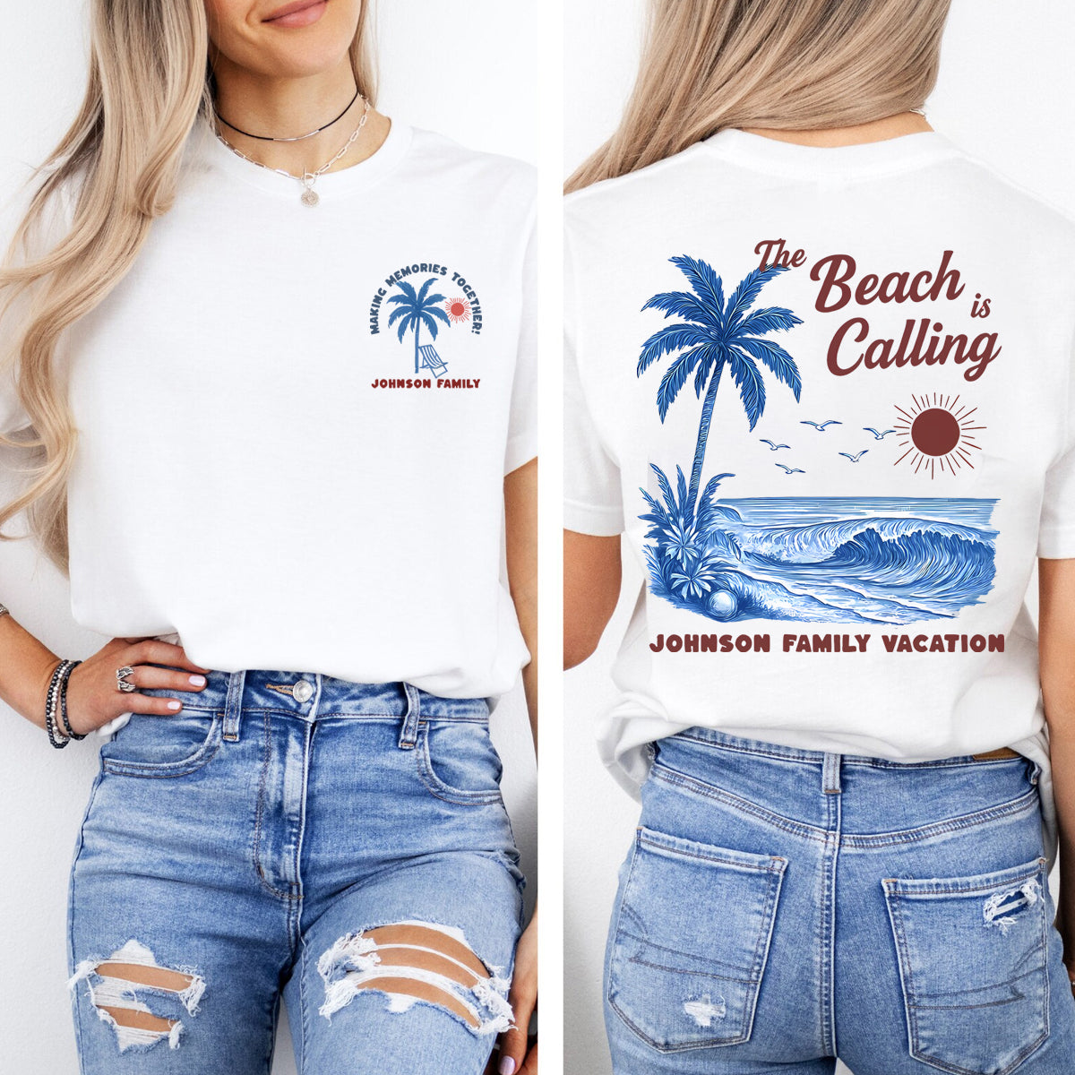 Personalized Name  Making Memories Together  Double Printed T-shirt