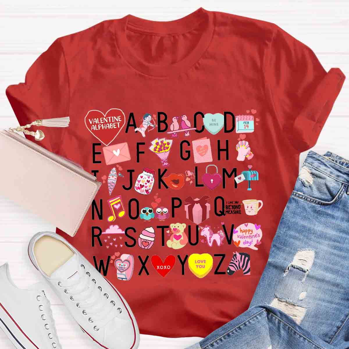 Valentine Alphabet Teacher T-Shirt