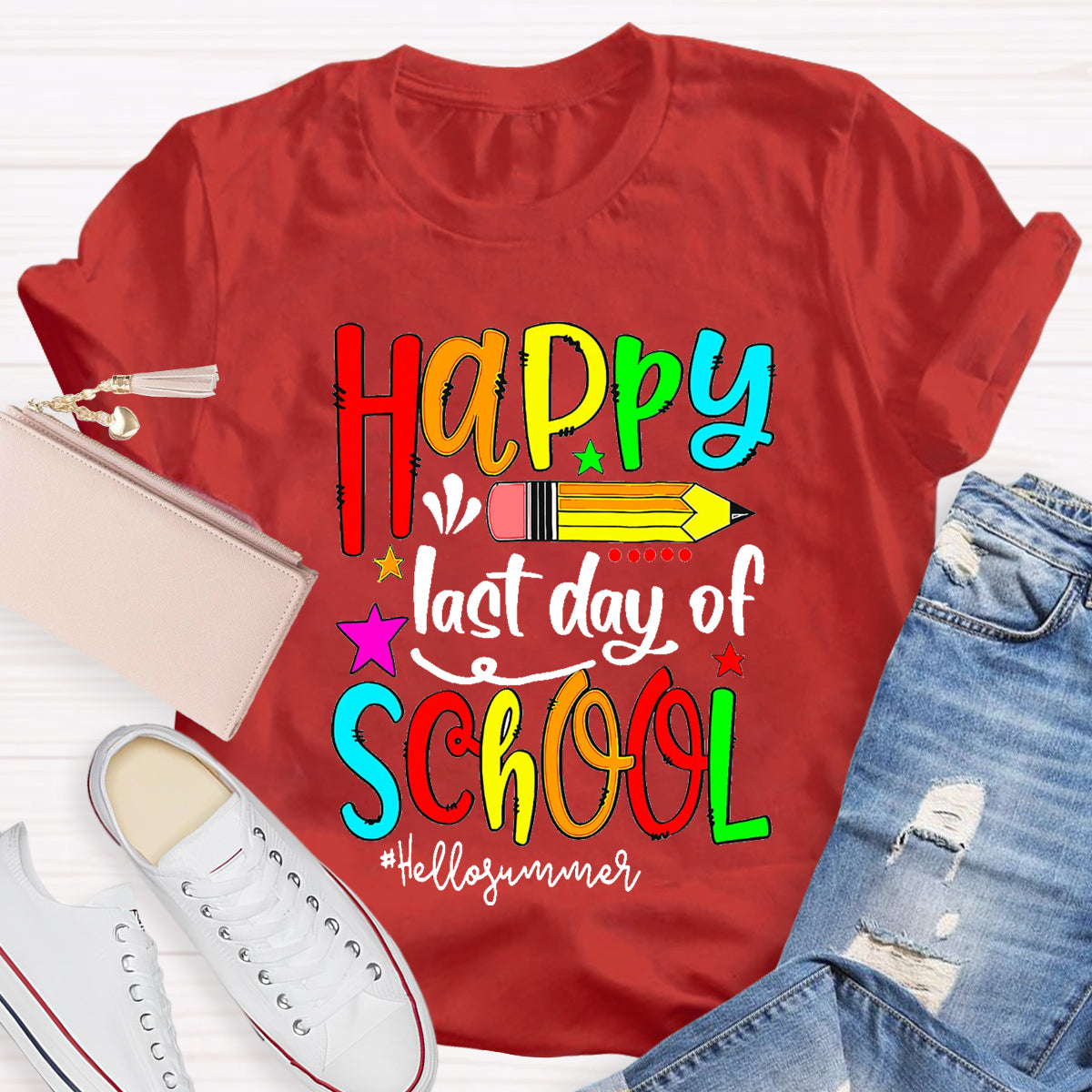 Happy Last Day Of School Hello Summer Teacher T-Shirt