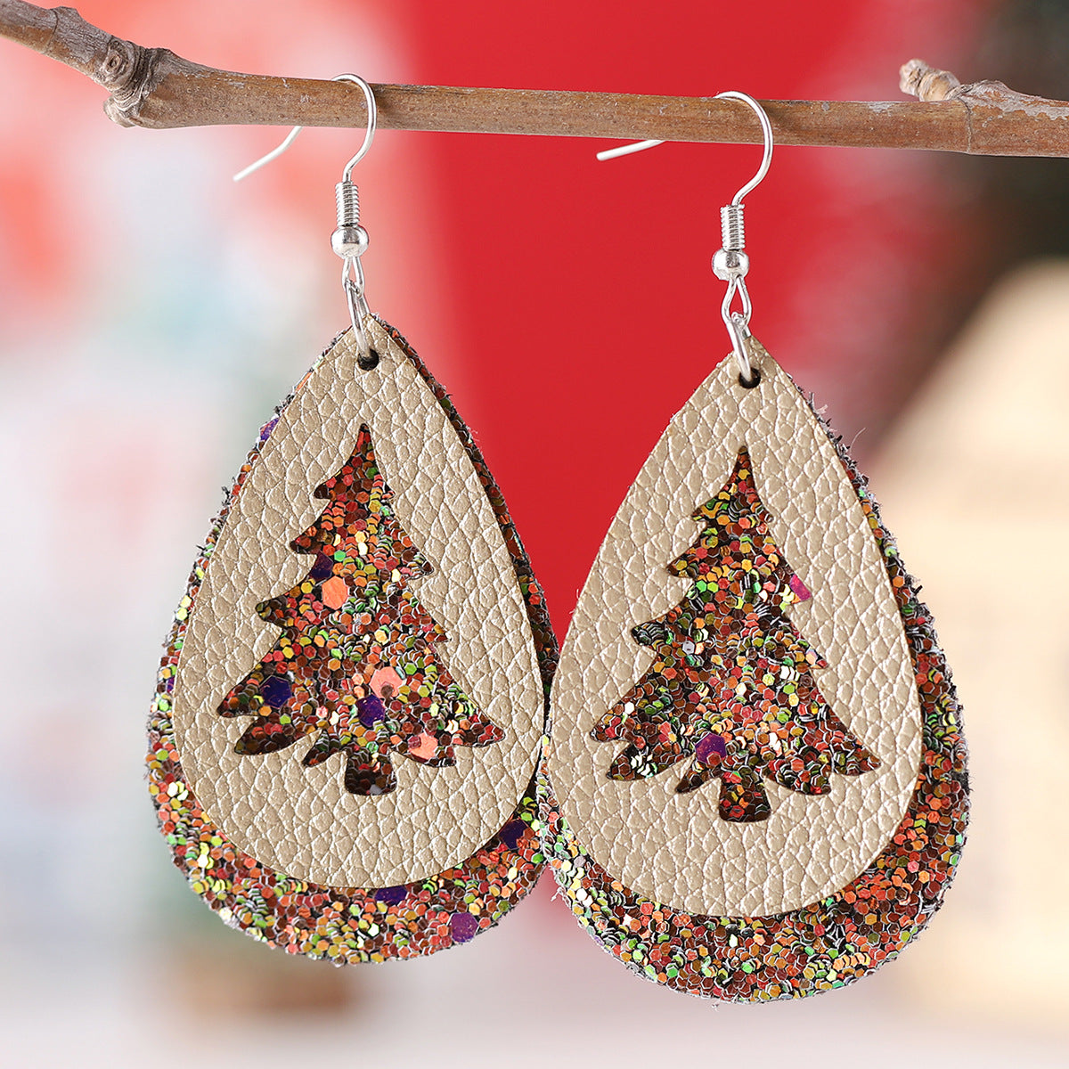 Christmas Hollow Christmas Tree Sequined Water Drop Pendant