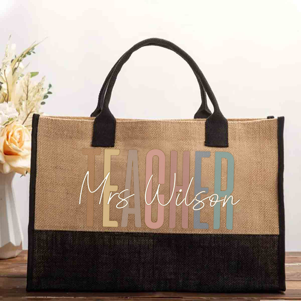 Personalized Teachers Name Cotton Tote Bag