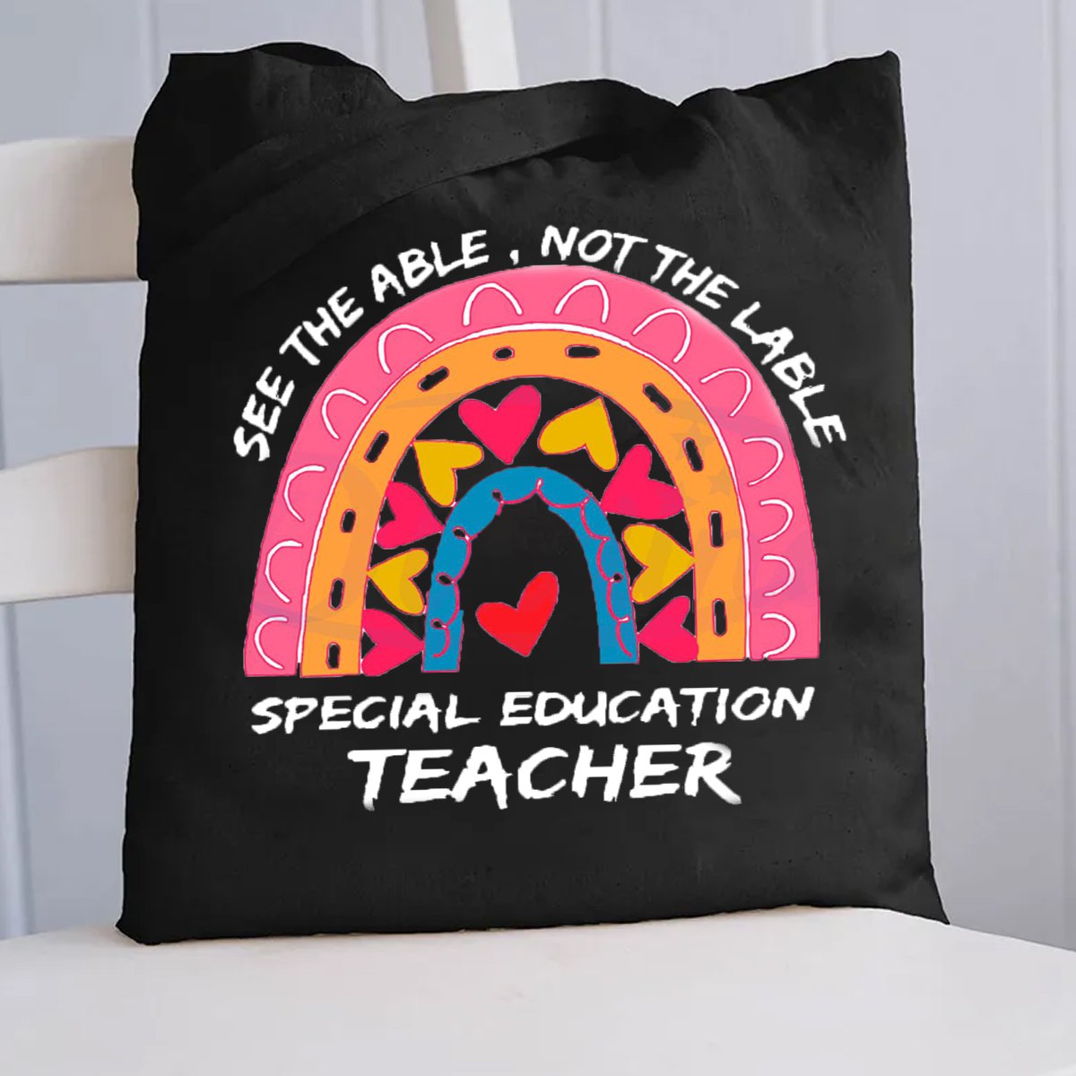 Special Education Heart Rainbow Tote Bag