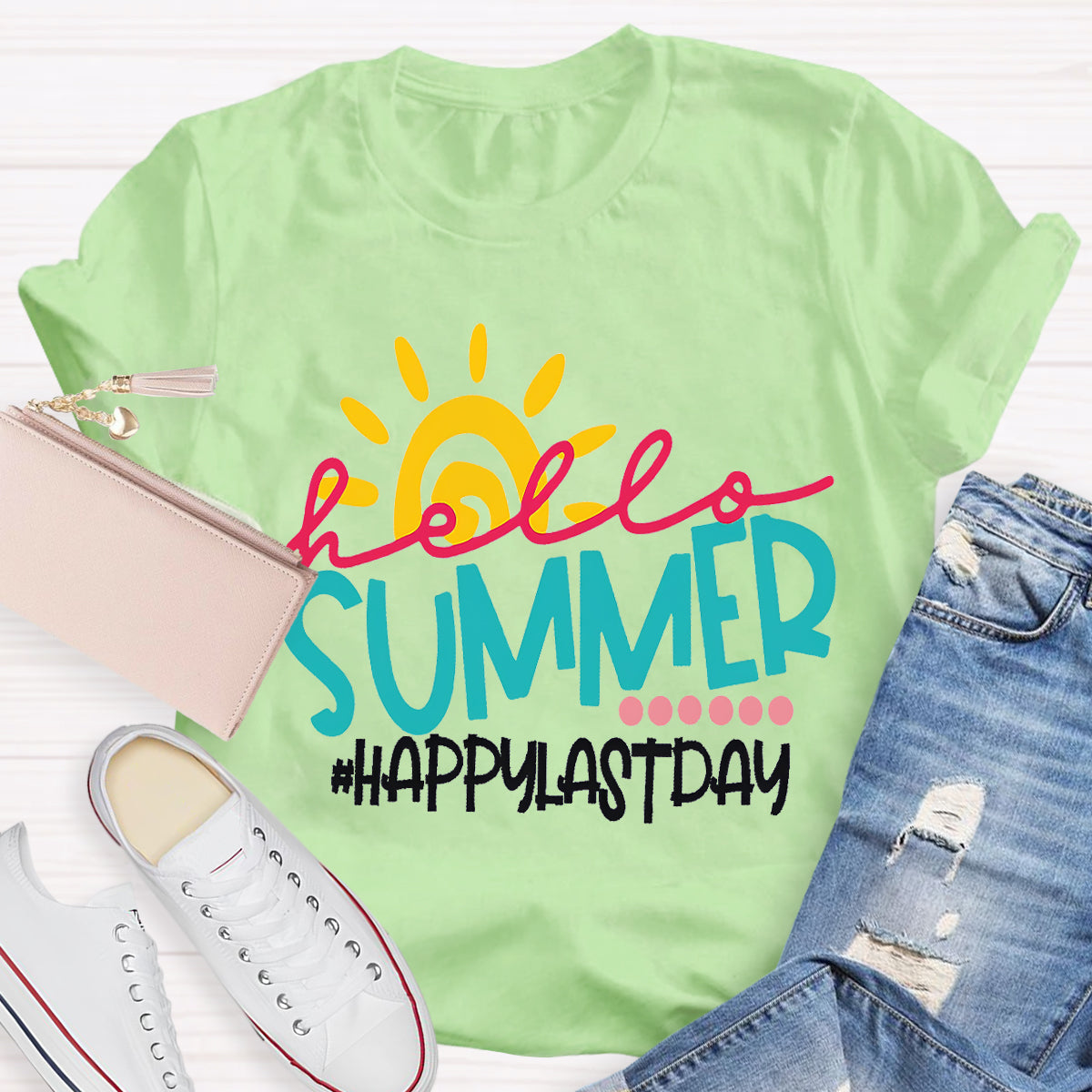 Hello Summer Teacher Graphic Tee Shirt