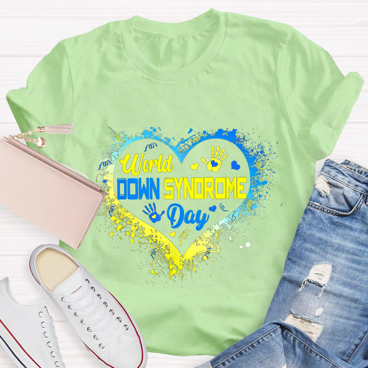 Heart Down Syndrome Day Heart T-Shirt