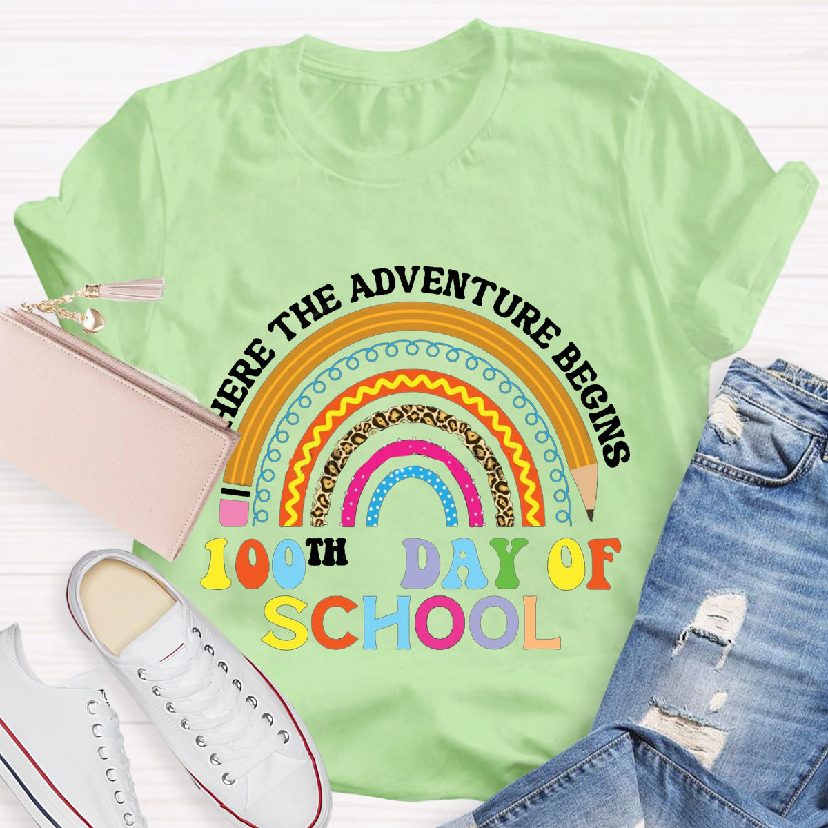 Where The Adventure Beginning 100th Day Of School T-Shirt