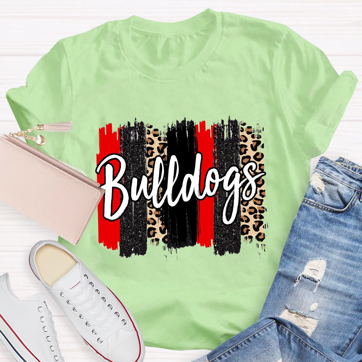 Personalized Team Mascot Red Leopard Teacher T-Shirt
