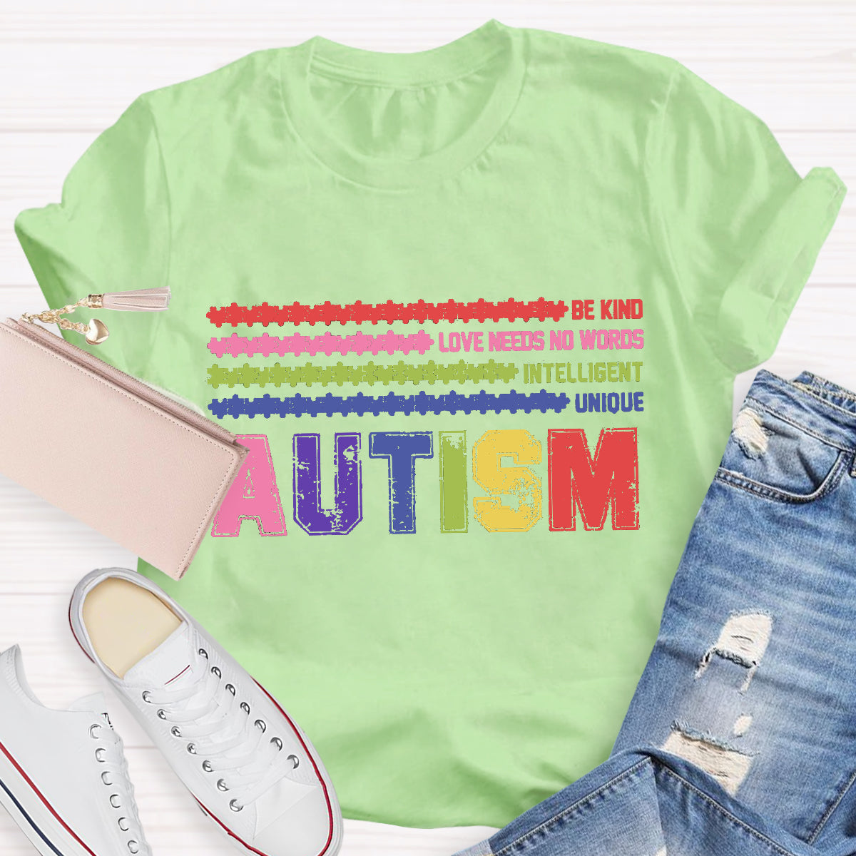 Autism Be Kind Love Need No Worlds Intelligent Unique  T-Shirt