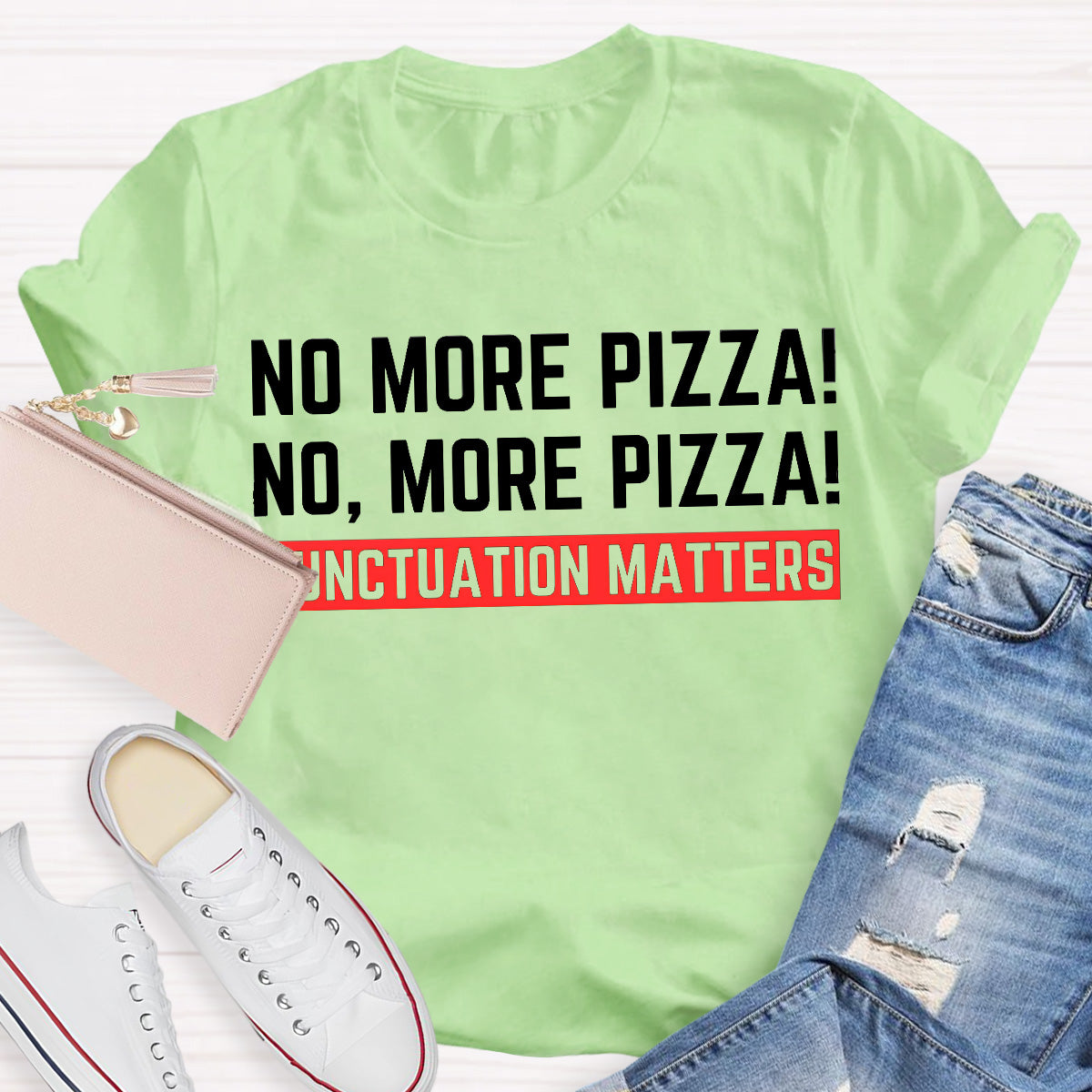 No More Pizza Red Slogan Teacher T-Shirt