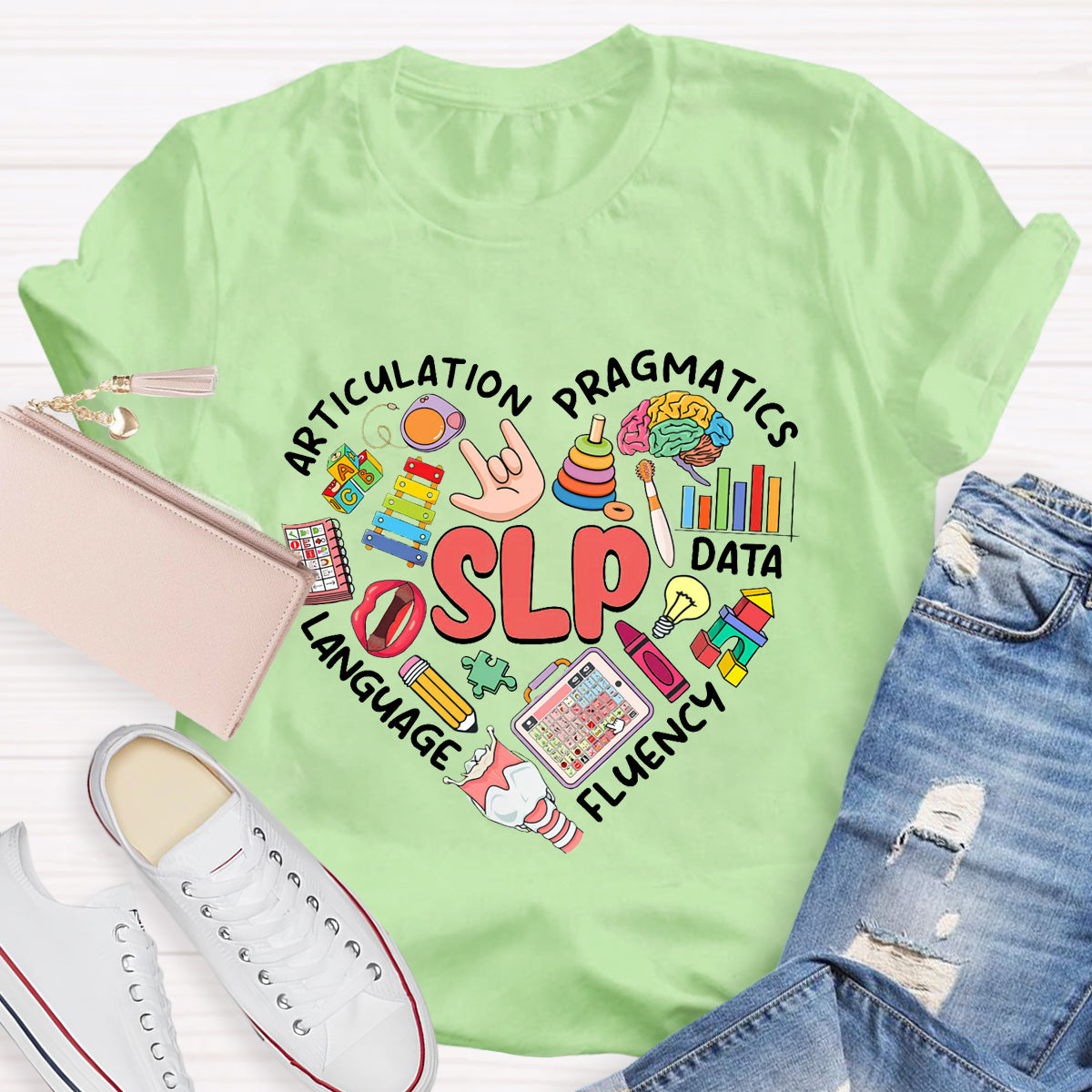 Articulation Pragmatics Language Fluency SLP Teacher T-Shirt