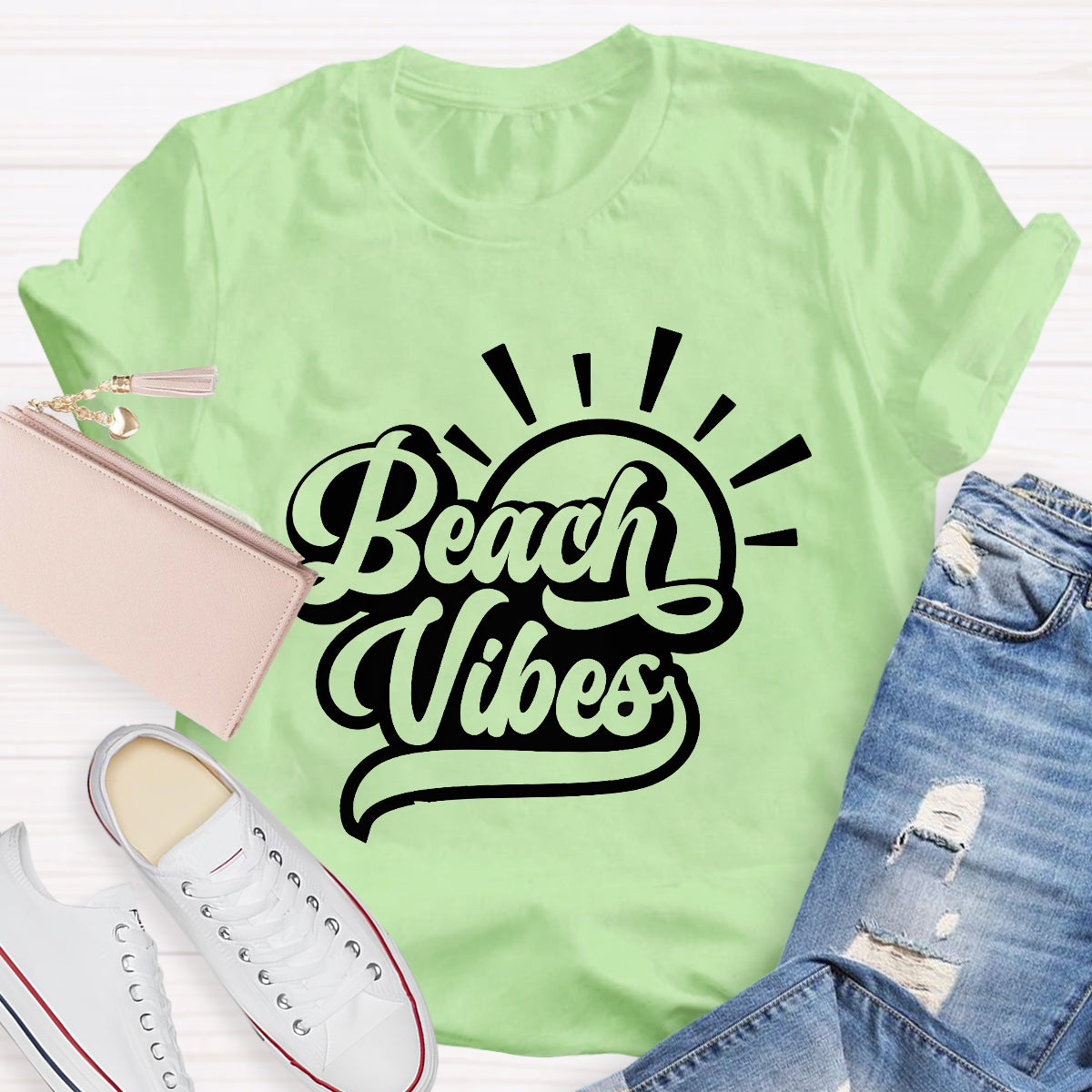 Beach Vibes Summer Break Teacher T-Shirt