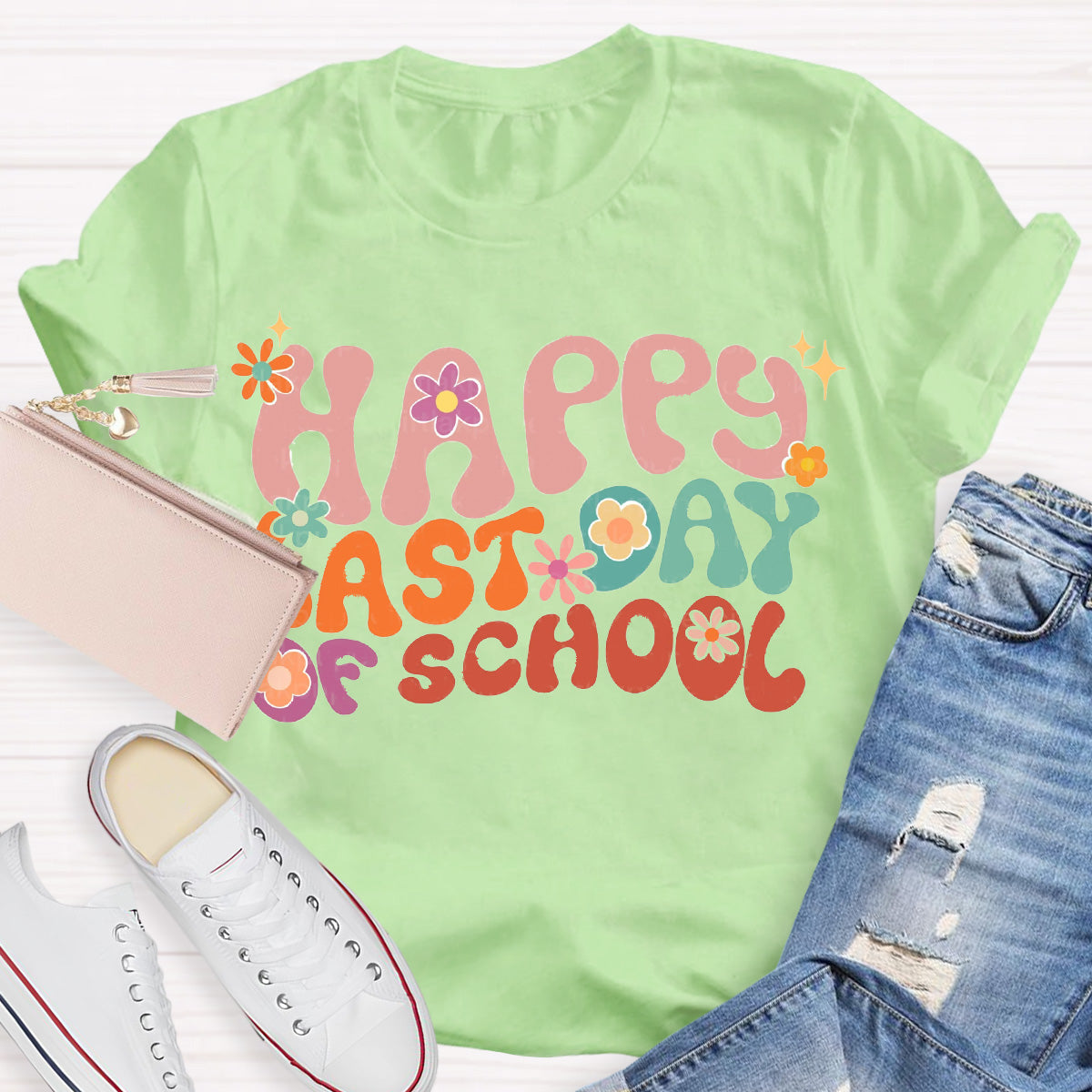 Happy Last Day Of School Flower Teacher T-Shirt