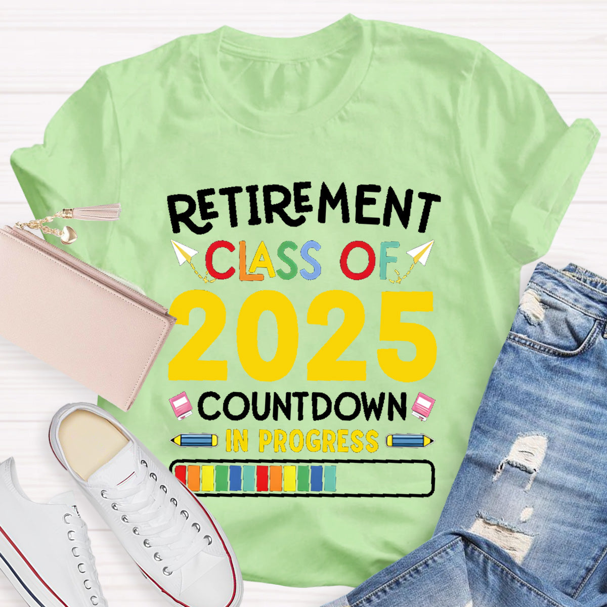 Personalized Retirement Time Class Countdown In Progress Teacher T-Shirt