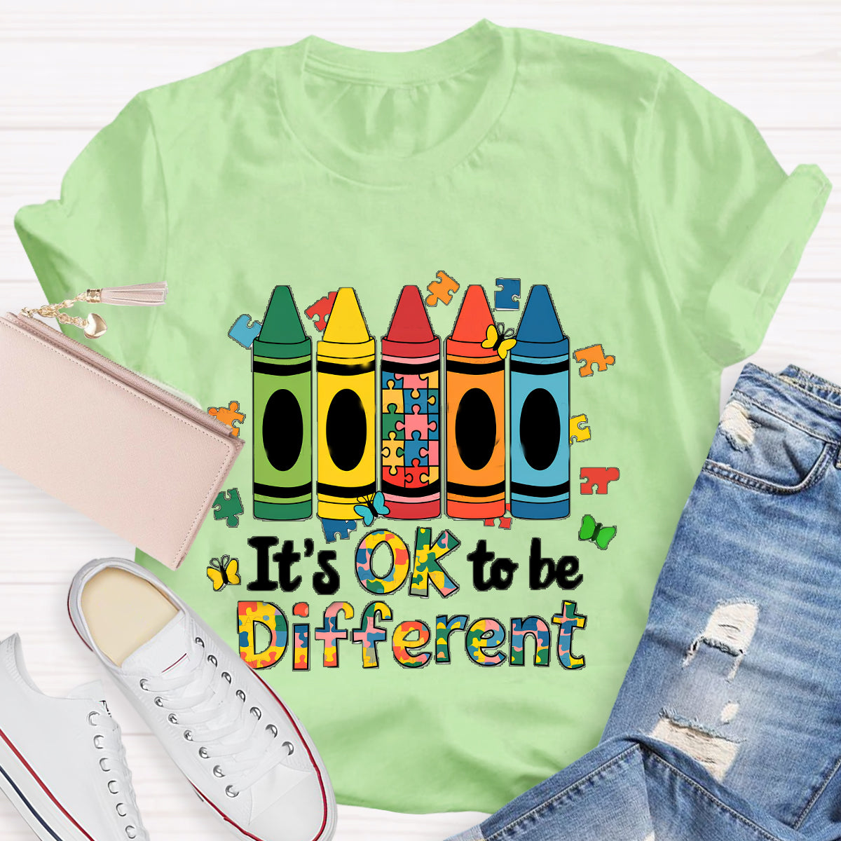 It's Ok To Be Different Colored Crayons T-Shirt