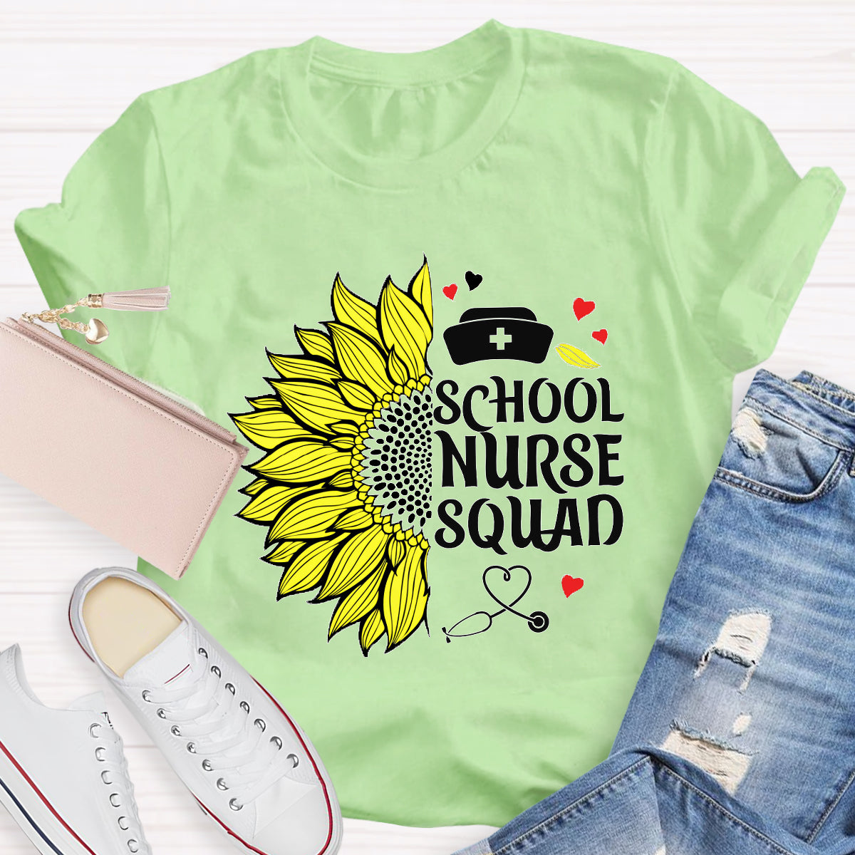 School Nurse Squad Sunflower T-Shirt