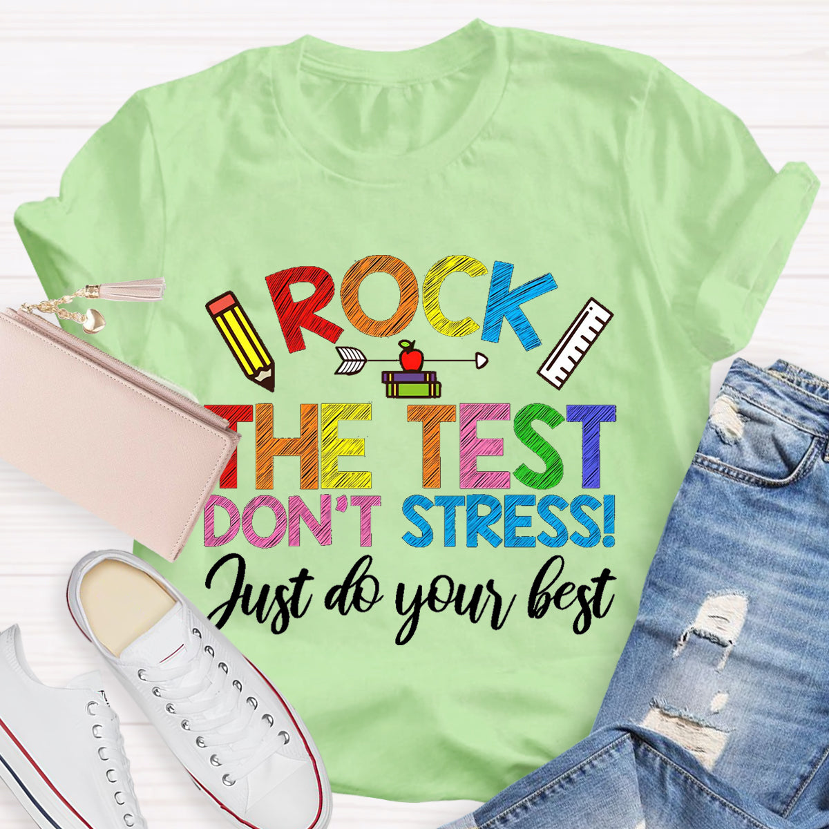 Rock The Test Don't Stress Teacher T-Shirt