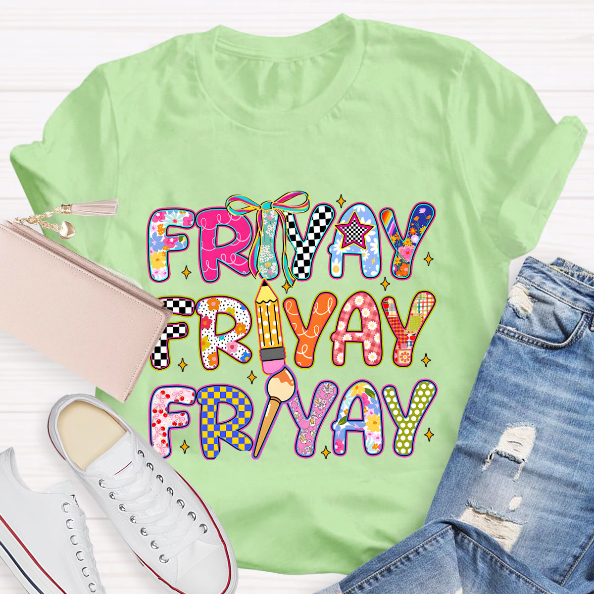 Friyay Star Pencil Teacher T-Shirt