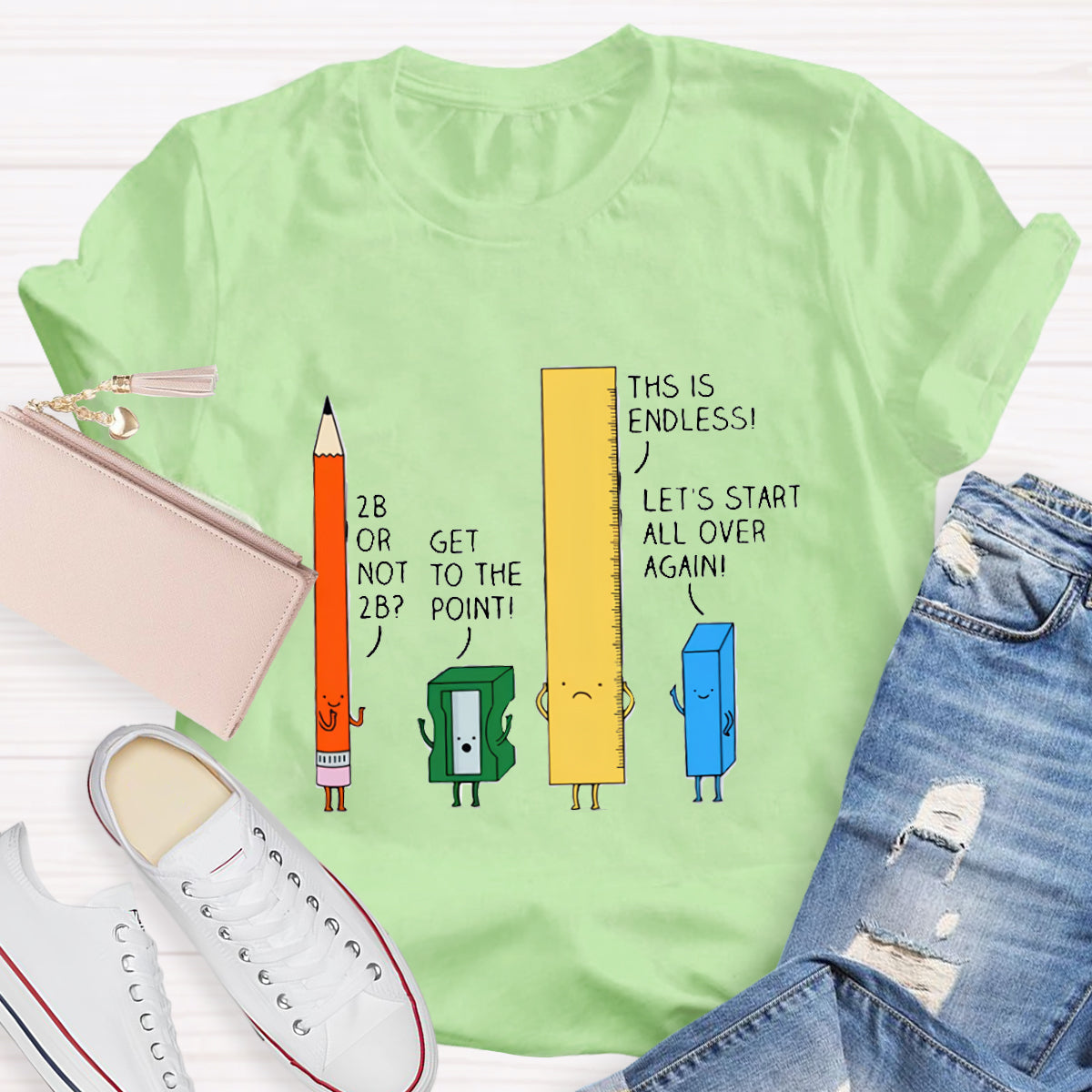 Cute Confused Pencil Pun Teacher T-Shirt