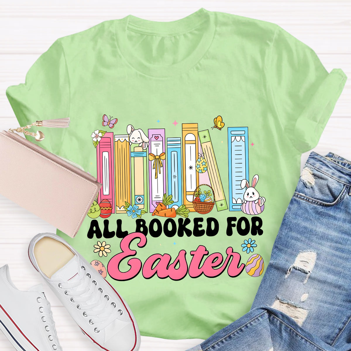 All Booked for Easter Teacher T-Shirt