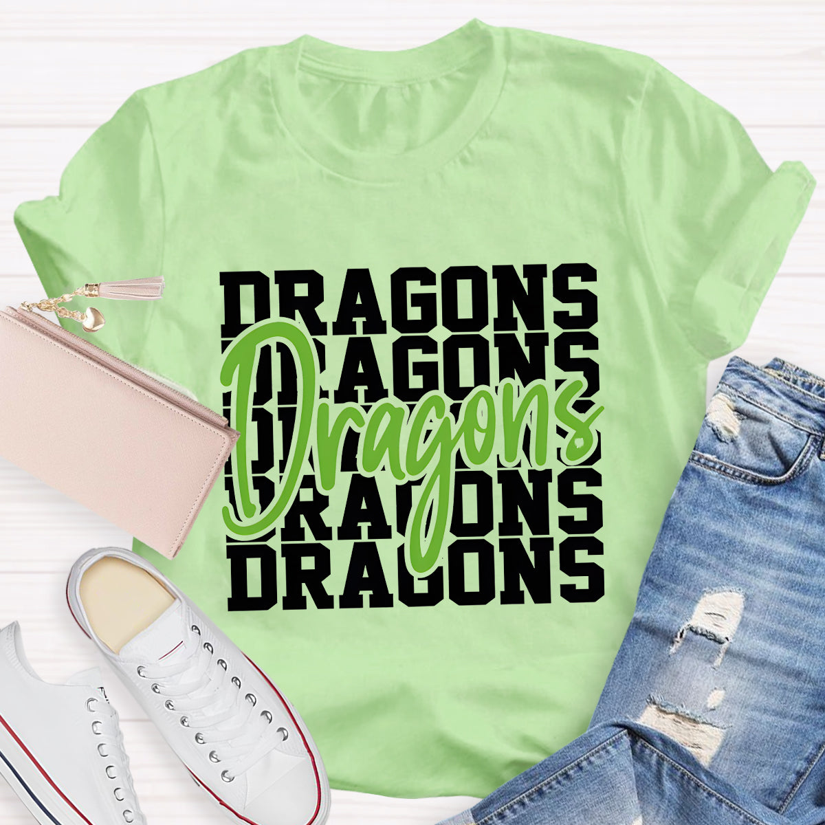 Personalized Mascot Game Day Dragons Teacher T-Shirt