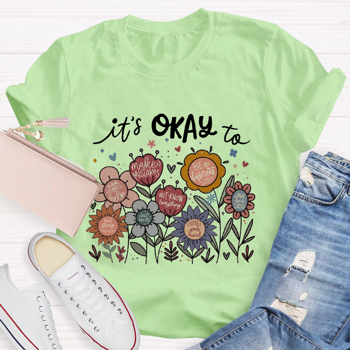 It's Okay To Not Know Everything Flower Teacher T-Shirt