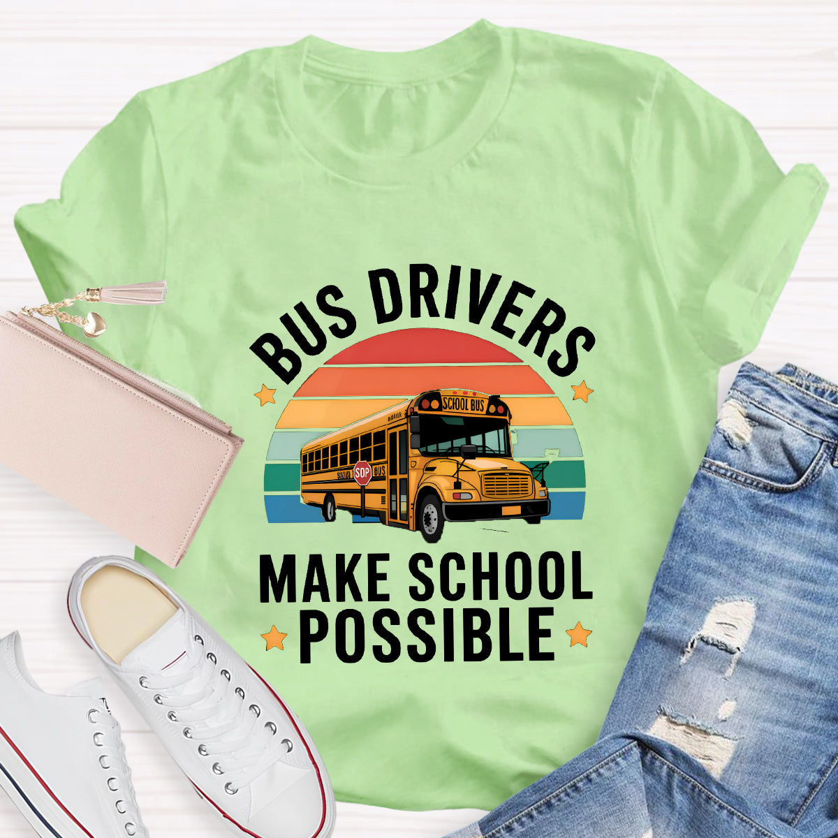 Bus Drivers Make School Possible Teacher T-Shirt