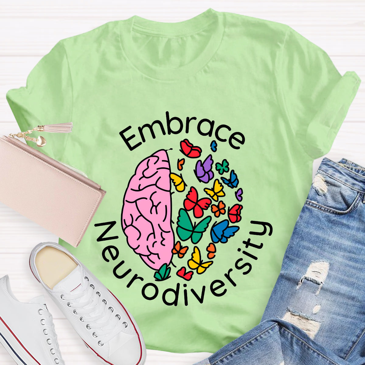 Embrace Neurodiversity Brain Butterfly T-Shirt