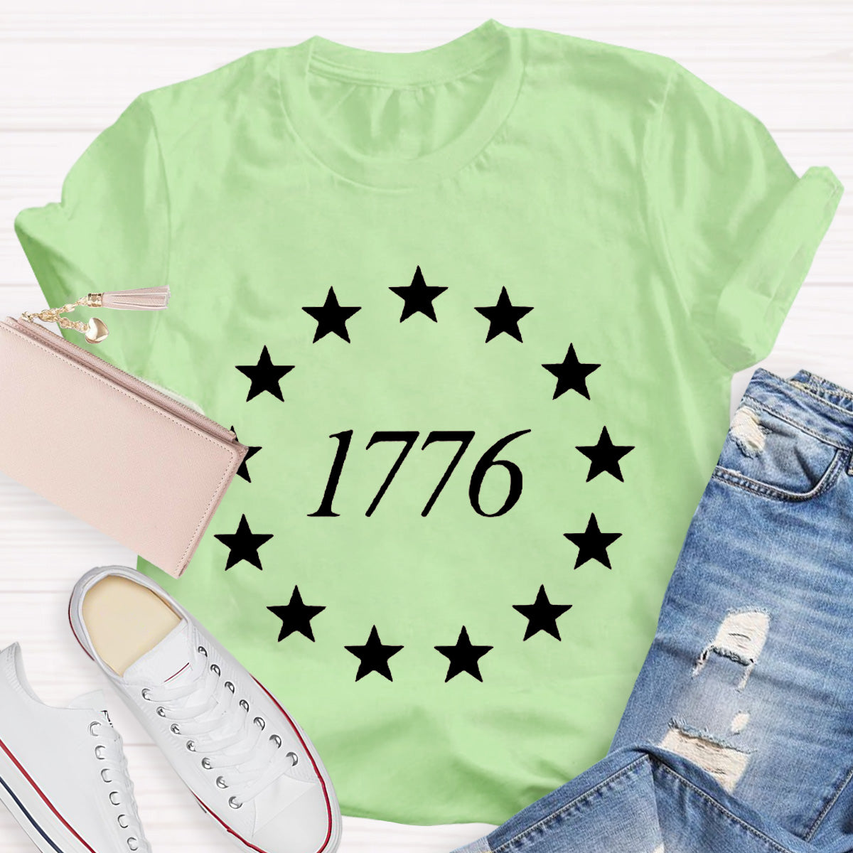 Black Star 1776 Teacher T-Shirt