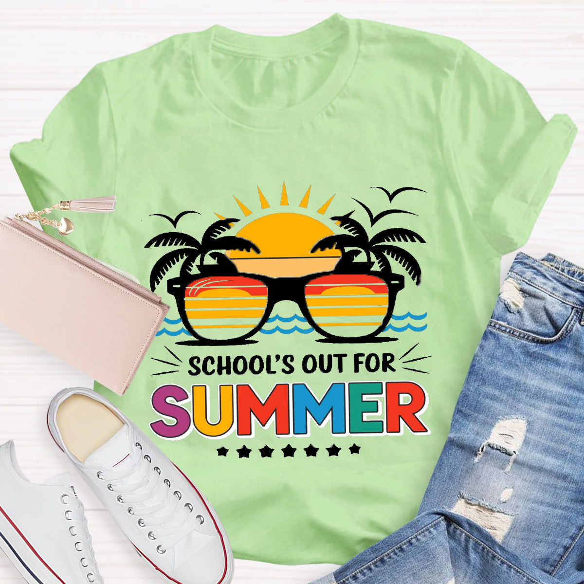 School's Out For Summer Sunglasses T-Shirt