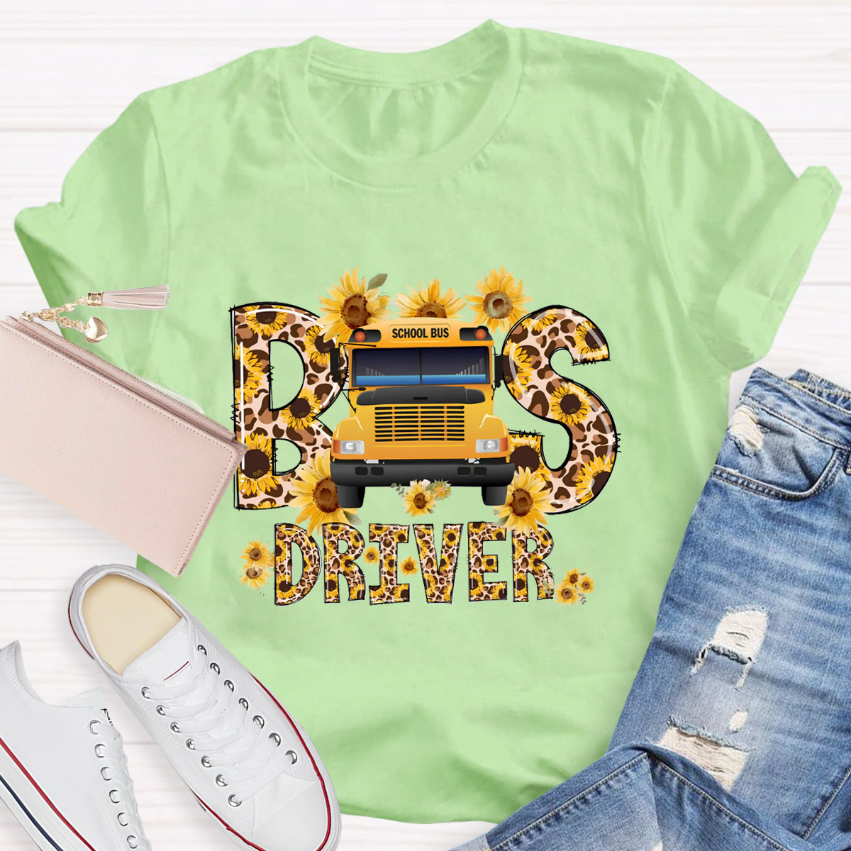 Sunflower School Bus Driver T-Shirt