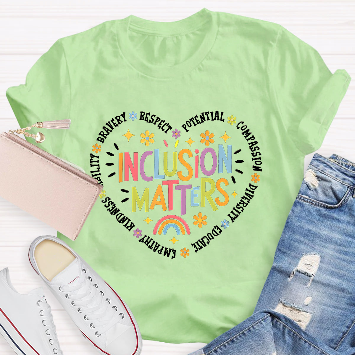 Inclusion Matters Heart Teacher T-Shirt