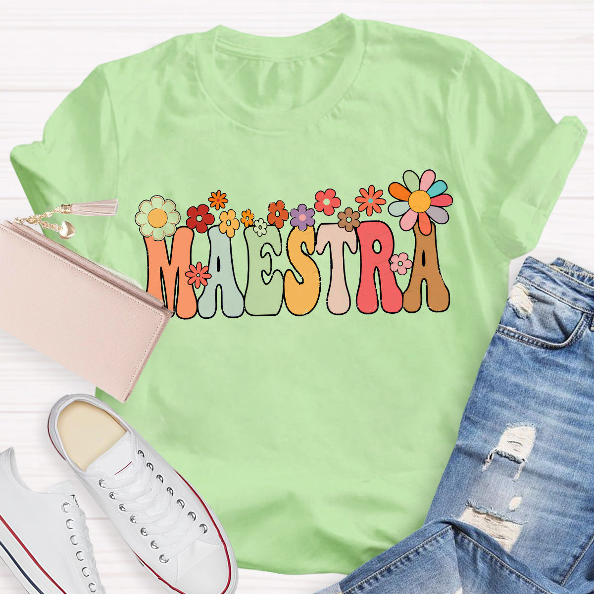 Maestra Flower Teacher T-Shirt