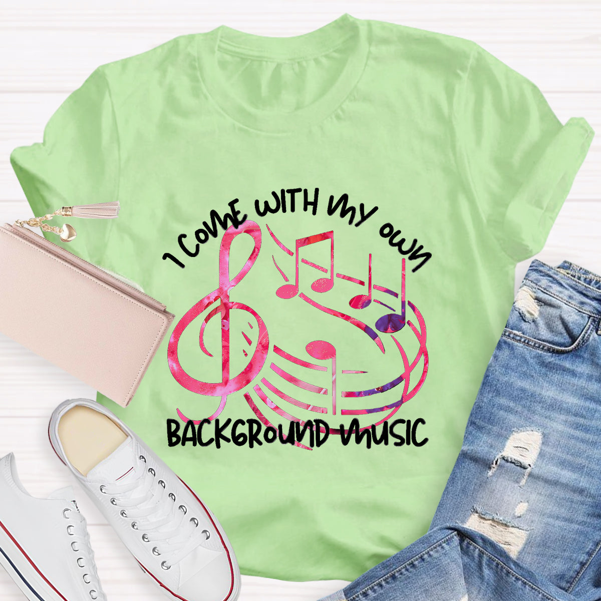 I Come With My own Background Music Teacher T-Shirt