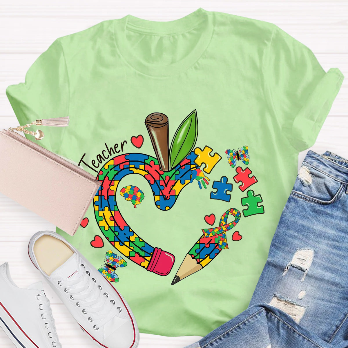 Teacher Apple Pencil Teacher T-Shirt