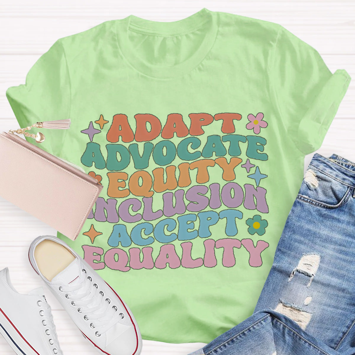 Adapt Advocate Equity Accept Teacher T-Shirt