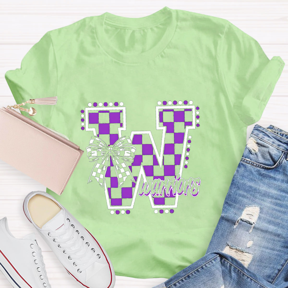 Personalized Mascot Bow Teacher T-Shirt