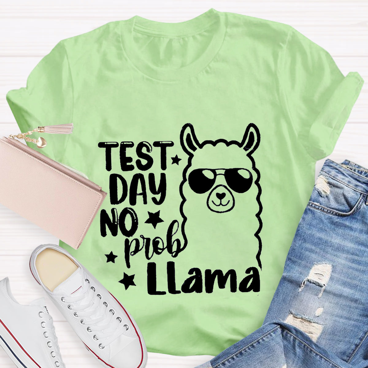 Test Day No Prob Llama Teacher T-Shirt