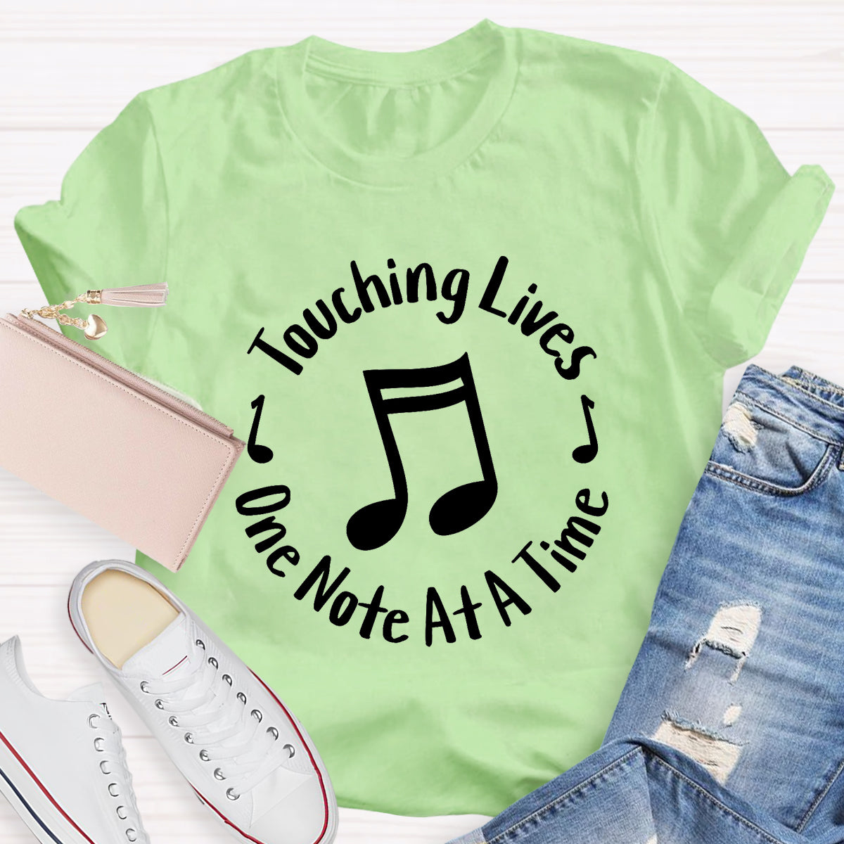 Touching Lives One Note At A Time Music Teacher T-Shirt