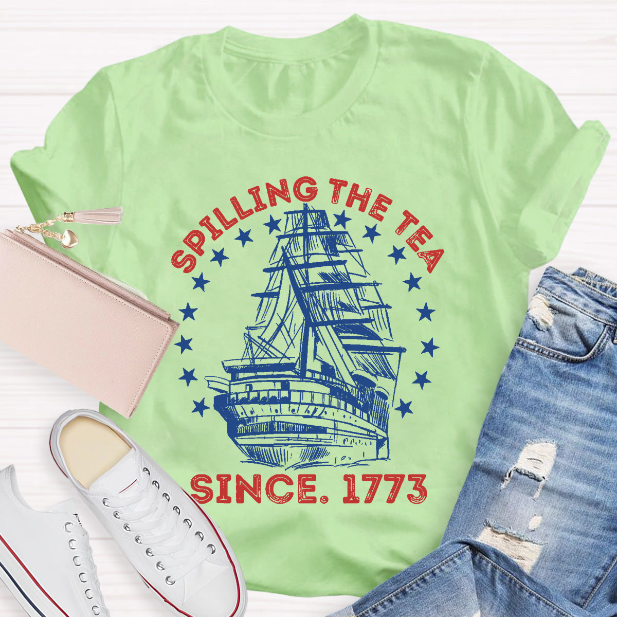 Spilling The Tea Since 1773 Teacher T-Shirt