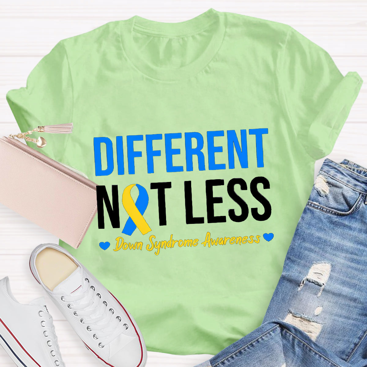 Different Not Less Down Syndrome Awarenes T-Shirt