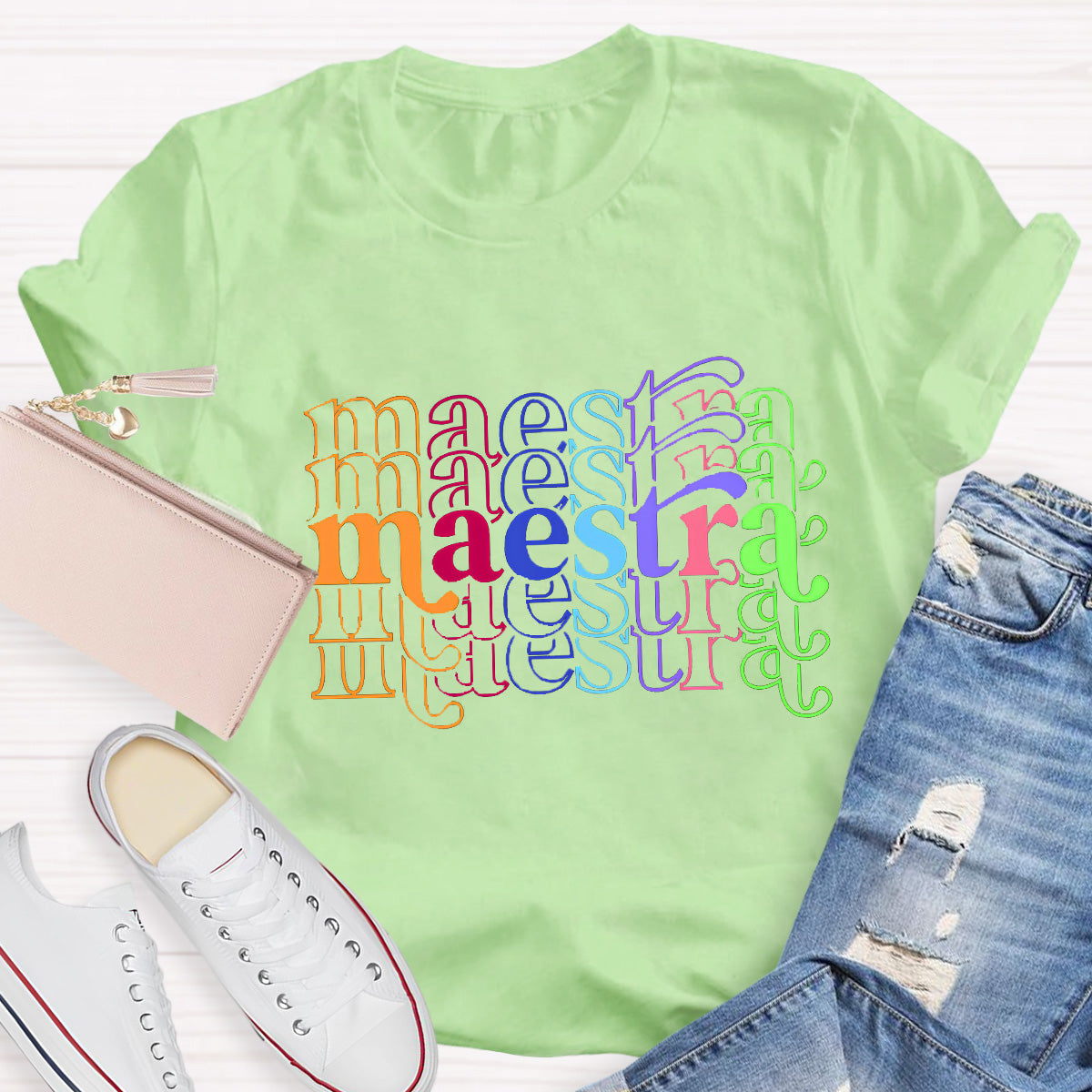 Maestra Colorful Letters Teacher T-Shirt