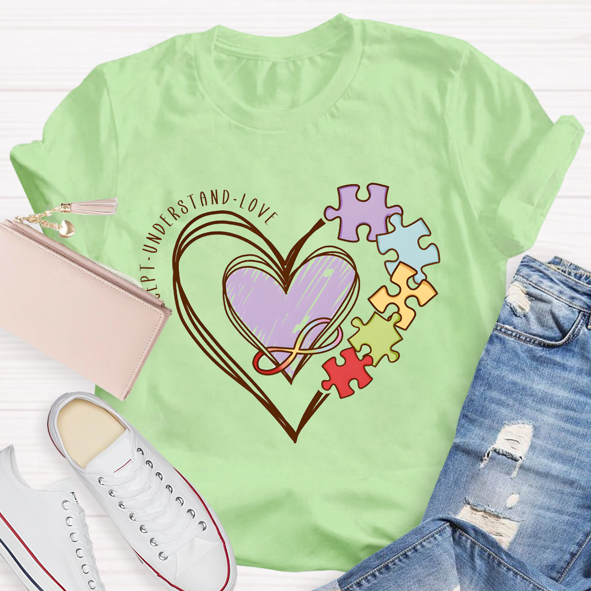 Accept Understand Love Puzzle Teacher T-Shirt