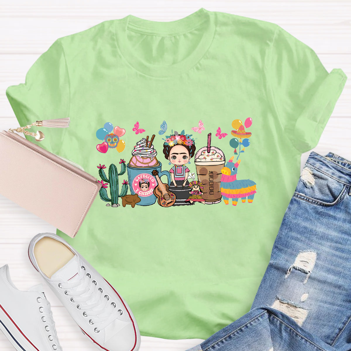 Spanish Teacher Coffee Butterfly T-Shirt