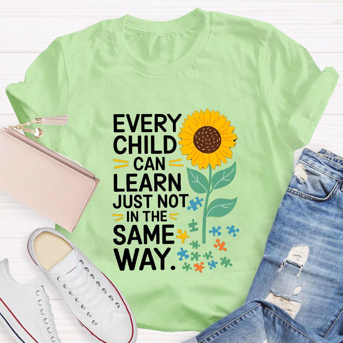 Every Child Can Learn Just Not In The Same Way Sunflower T-Shirt