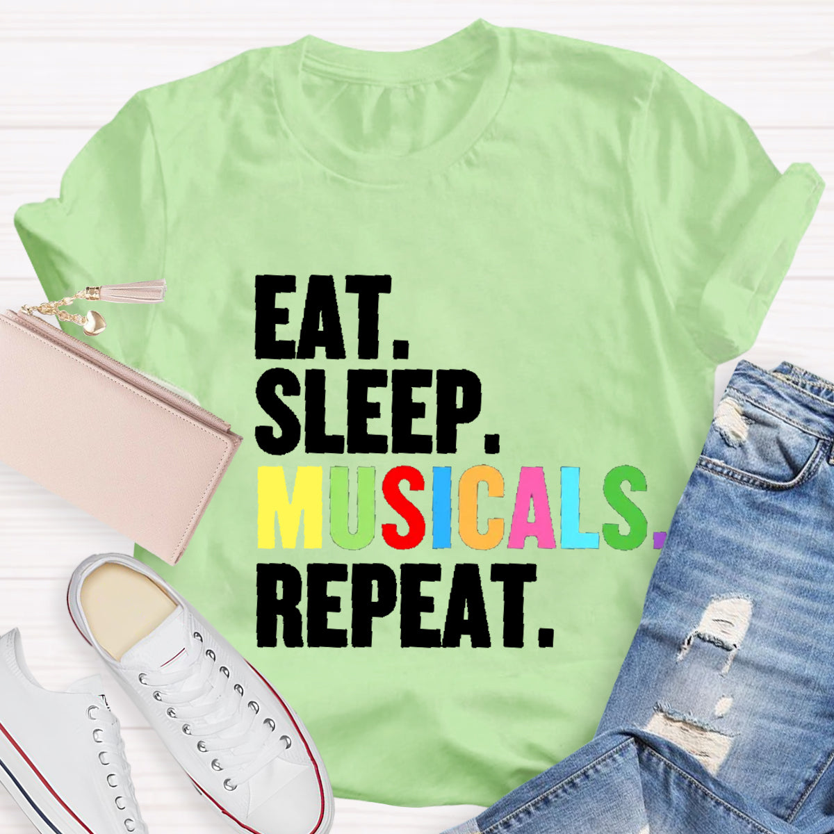 Eat Sleep Musicals Repeat  Teacher T-Shirt